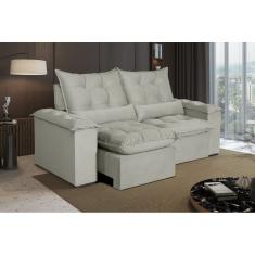 Sofá 3 Lugares Retrátil E Reclinável Atlantis Veludo Bege