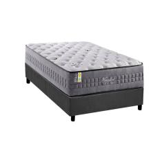 Cama Box Solteiro: Colchão Molas Ensacadas Versalhes + Base Crc Suede Gray (88x188)