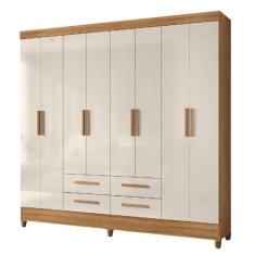 Guarda Roupas Casal 8 Portas 4 Gavetas Freijó/Off White Flórida Moval 