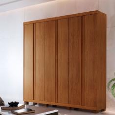 Guarda Roupa Casal Boston 6 Portas Bater 4 Gavetas MDF com Pés Imbuia Moderna Mobilia