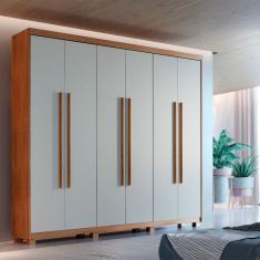 Guarda Roupa Casal Heros 6 Portas 2 Gavetas MDF Imbuia-off White
