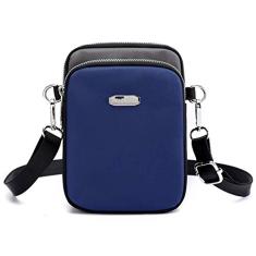 Pequena bolsa transversal para mulheres, carteira de nylon moderna para celular, bolsa de ombro estilo mensageiro, Azul, 4.7"(L) x 6.7"(H) x 2.4"(W)