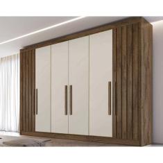 Guarda Roupa 6 Portas c/ 2 Ripadas e 6 Gavetas Potente Braúna/Off White - Europa