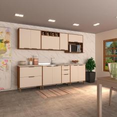 Cozinha Modulada Completa 6 Peças com Balcões Aéreos Gavetões e sem Tampo Aspen Luciane Móveis