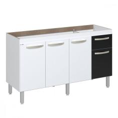 Balcão Flat De Cozinha Para Pia 4 Portas 1 gaveta 1,43 Rorato