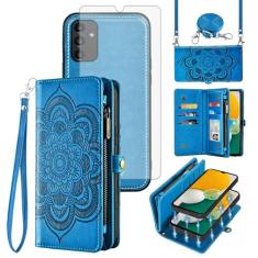 Asuwish Capa de celular para Samsung Galaxy A13 5G carteira com zíper destacável com protetor de tela de vidro temperado alça porta-cartão flor A04S M13 G5 A 13 2022 13A A135G SM A136U mulheres