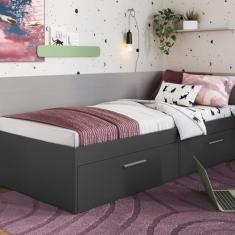 Cama Solteiro com 2 Portas 80 Tókio Grafite
