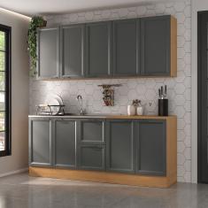 Cozinha Compacta 4 Peças 2 Aéreos 2 Balcões Soho Cabecasa Madeiramadeira Freijó/Grafite