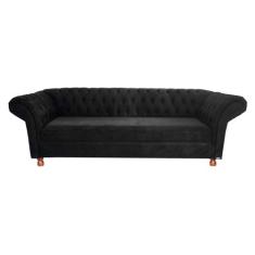 Sofá Chesterfield Conde Del 2,30m Suede Preto / decoração , Sala , Rec