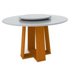 Mesa De Jantar Redonda Isabela 1,35M Com Tampo Giratório Ypê/Off White