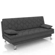 Sofá Cama Para Sala De Estar Quarto 193cm Bela M22 Linho Grafite - Mpozenato