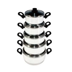 Jogo Panelas Alumínio Branco Tampa de Vidro 5 Peças Branco