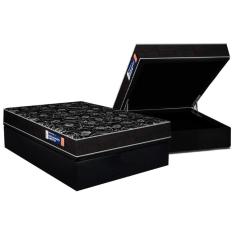 Conjunto Box Baú Casal: Colchão Espuma Plumatex D28 Isopluma Vip + Base Crc Suede Black(138x188)