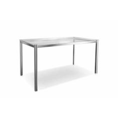 Mesa de Sala Jantar Reno M001 + Tampo Vidro 150x80cm Cromado - Kappesb