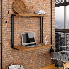 Escrivaninha Suspensa Industrial Milos Preto/cina - Moveis Arapongas Preto Fosco/cinamomo