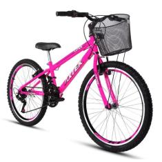 Bicicleta Aro 24 Axtek Sport Gold V-Brake Mtb 21V Feminina - KLS, Rosa