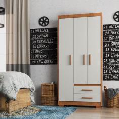 Guarda-Roupa Casal 3 Portas 2 Gavetas Primacy Freijó Wood/Off-White