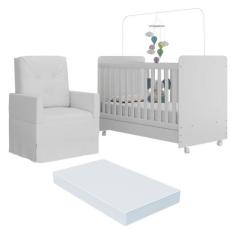 Berço Americano 3x1 com Colchão Incluso Poltrona de Amamentação Multim