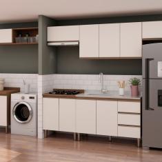 Cozinha Completa Com Armário Para área De Serviço Lavanderia Integrada Ébano Off White