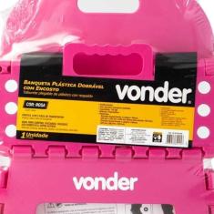 Banqueta Plástica Dobrável Rosa 220mm Com Encosto Vonder