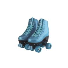 Patins Roller Skate 4 Rodas Azul Glitter Brilho 35/38 Fenix