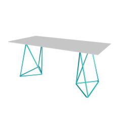 Escrivaninha Bela Vista Cavalete Tampo Branco Base Ferro Azul Turquesa - Cor: Branco