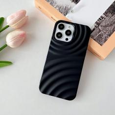 Capa de telefone com ondas de água de luxo para iPhone 14 13 12 11 Pro Max XR XS Max 14 Plus Capa de silicone macio 3D, preta, para iPhone 11ProMax