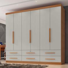 Guarda-roupa Casal 6 Portas 6 Gavetas Maximus Plus Cinamomo/Areia