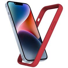 K TOMOTO Capa amortecedora compatível com iPhone 14 Plus (6,7 polegadas), capa amortecedora de silicone líquido [absorção de choque] [proteção de borda elevada] [proteção contra quedas] [toque sedoso