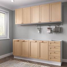 Cozinha Modulada 4 Peças sem Tampo 2 Aéreos 2 Balcões Arizona Cabecasa Madeiramadeira Figueira