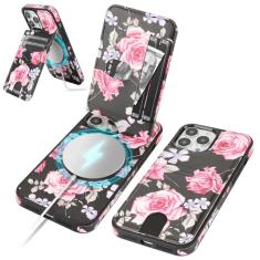 SkyEagle Capa carteira compatível com Magsafe para iPhone 13 Pro Max com suporte para cartão de suporte, bloqueio de RFID, compartimentos para cartão de crédito, couro sintético masculino e feminino,