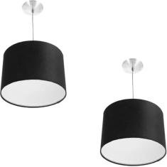 Kit 2 Lustres Cupula Pendente Dome 30x20cm Magnífico Preto