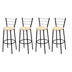 Kit 4 Banquetas Alta Preta com Assento Bege - Fortmix