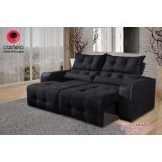 Sofá Retrátil e Reclinável Minas 1,80cm  - aifos estofados, preto