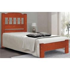 Cama de Solteiro Roma de Madeira Maciça Angelim Pedra/Tauari - Cor Mel