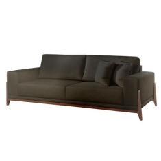 Sofá Fixo Magnus 3 Lugares Luxo 1,90m Castellar Móbile, Veludo Chumbo