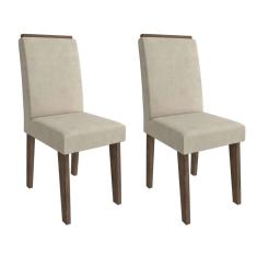 Conjunto com 2 Cadeiras de Jantar Milena Suede Marrocos e Bege