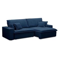 Sofá 3 Lugares Retrátil e Reclinável Sarov Veludo Azul