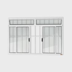 Janela Plus 4 Folhas com Bandeira e Grade Vidro Liso 120cm x 200cm Brimak