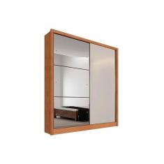 Guarda Roupa Solteiro 2 Portas De Correr E 3 Gavetas c/ Espelho Virtus Freijó/Fendi - Novo Horizonte