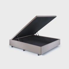 Base Box Baú Viúva em Suede 120x203x42cm Bege