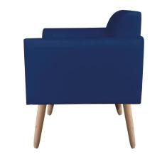 Poltrona Marisa Suede Azul Marinho Pés Palito Natural