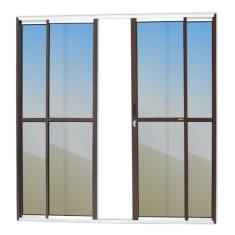 Porta De Correr 4 Folhas Super Vidro Reflex 210cm X 240cm Brimak Mix Corten