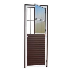 Porta De Sala Linha 25 Vidro Reflex 210cm X 80cm Brimak Mix Corten