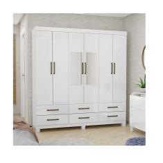 Guarda-roupa D22 6 portas 6 gavetas Com Espelho e Pés