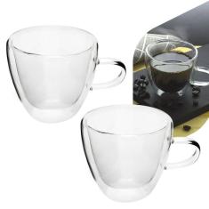 Xícara Parede Dupla De Vidro Café 120Ml 2 Peças