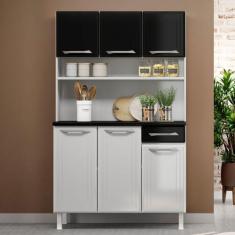 Cozinha de Aço Compacta Smart 6 Portas 1 Gaveta Branco/Preto - Telasul