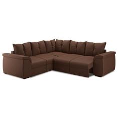 Sofá de Canto 5 Lugares com Retrátil Qatar Suede Marrom - SELMER ESTOF