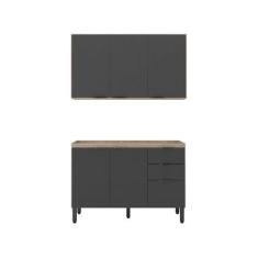 Cozinha Modulada Firenze FI0009 Avena Grafito - Demóbile - Demobile