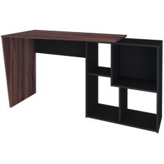 Escrivaninha Mesa Escritório em L com Nichos Moderna Urban 124,2cm Ipê